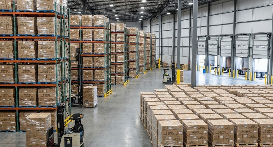 Scalable Matcha Supply Chain Warehouse with pallets of matcha ready for shipping