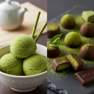 Matcha ice cream and confectionery