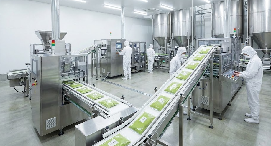 A well-organized matcha product line with consistent branding