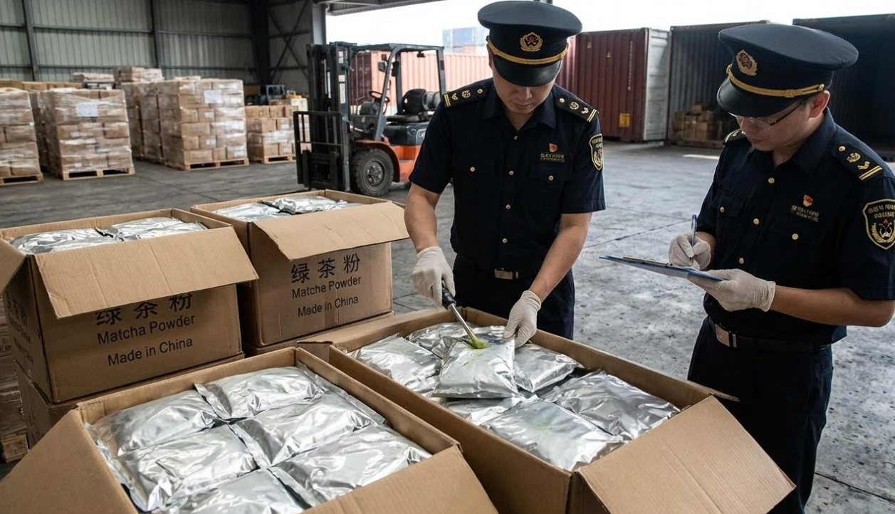 A customs officer inspecting a shipping container, symbolizing the risk of rejected goods.