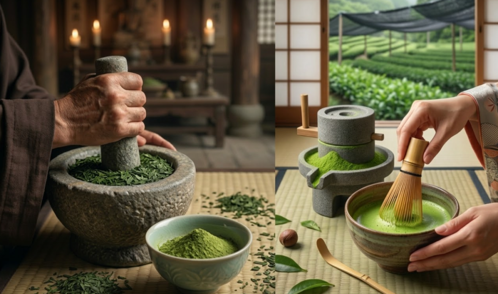 Did matcha start in Japan or China?