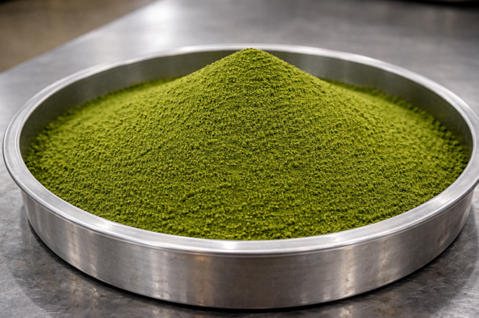 A microscopic view showing the difference between coarse and fine matcha powders