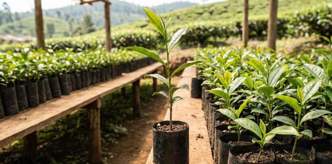 Close-up of a certified organic tea leaf