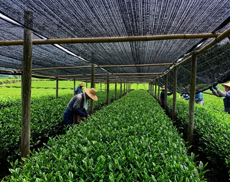 shading tea plants for tencha production